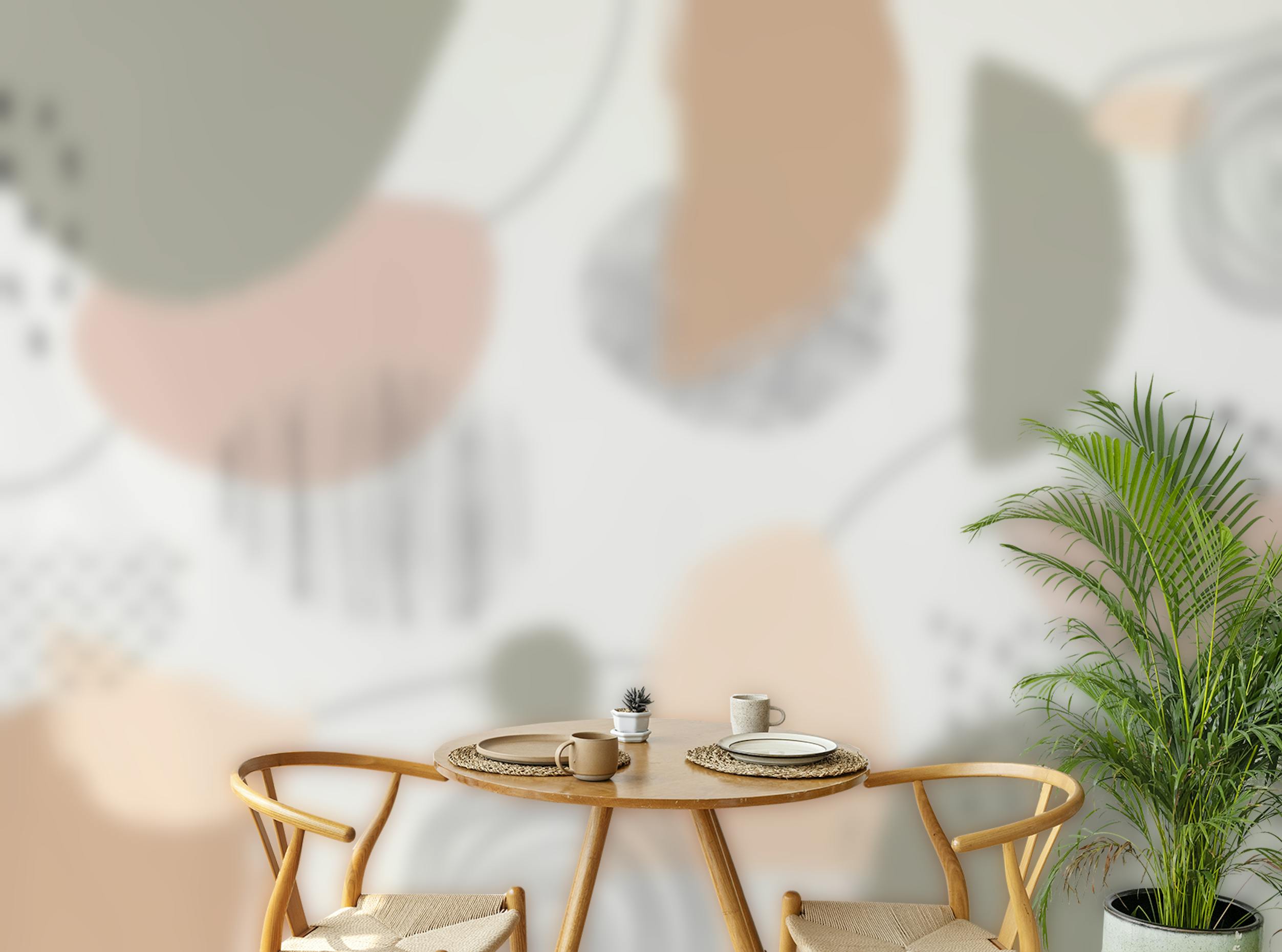 Peel and Stick Grey & Peach Abstract Wallpaper Mural