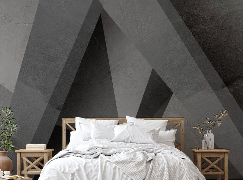Peel and Stick Geometric Monochrome Patterned Wallpaper Mural