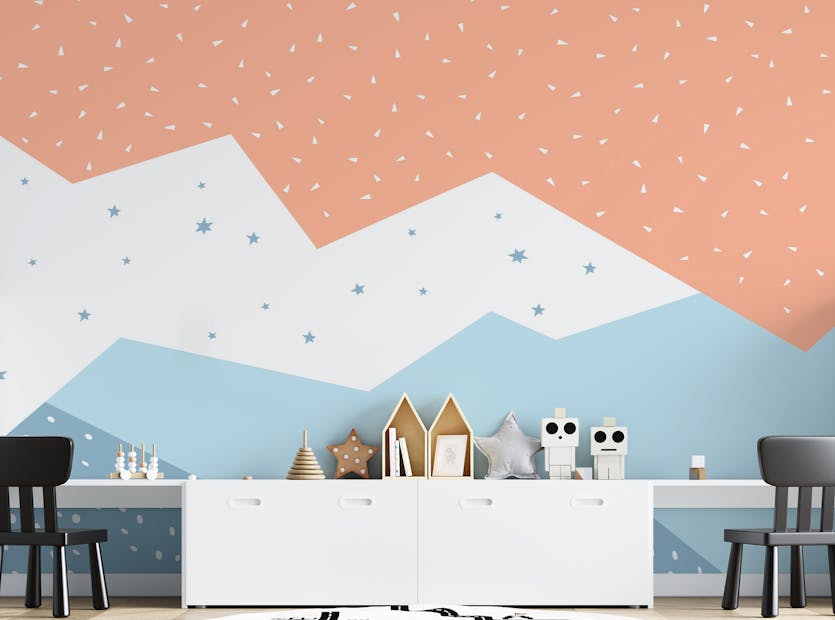 Peel and Stick Colorful Geometric Mountain Wallpaper Murals