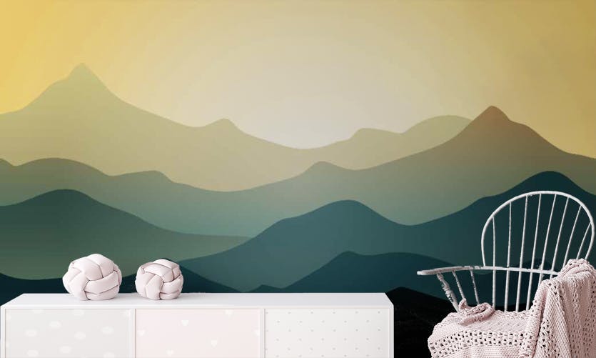 Mountain Scene, Nursery Wall Decals, Pink Mountains