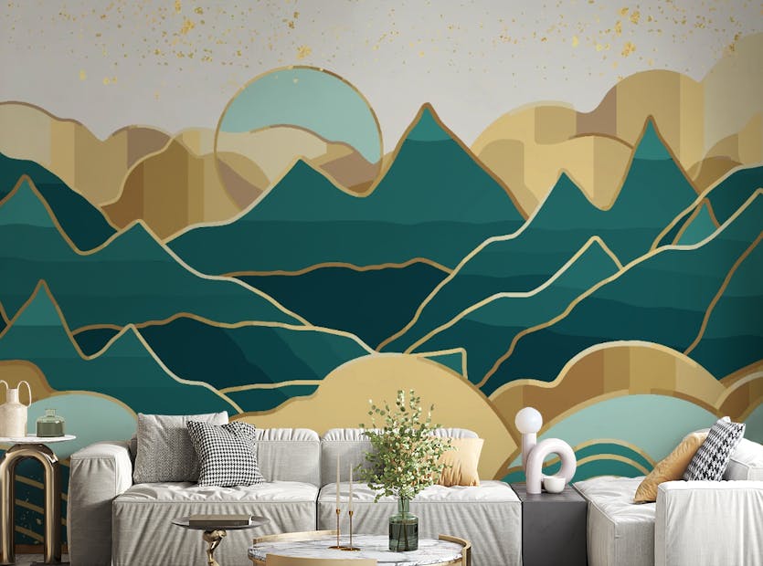 Peel and Stick Golden Green Handmade Mount 3D Wallpaper Mural
