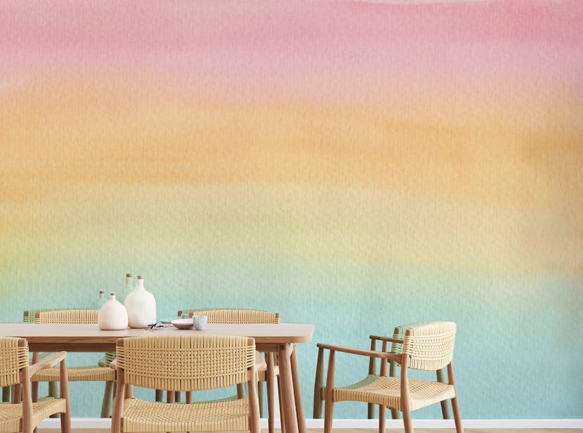 Peel and Stick Pink & Blue Ombre Watercolor Wall Mural