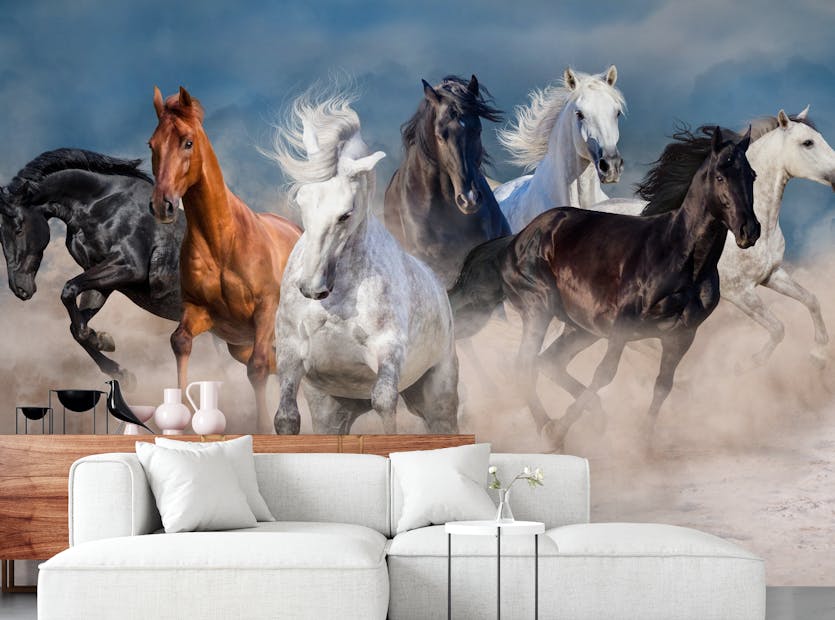 Peel and Stick Stormy Running Horse Desert Wallpaper Mural