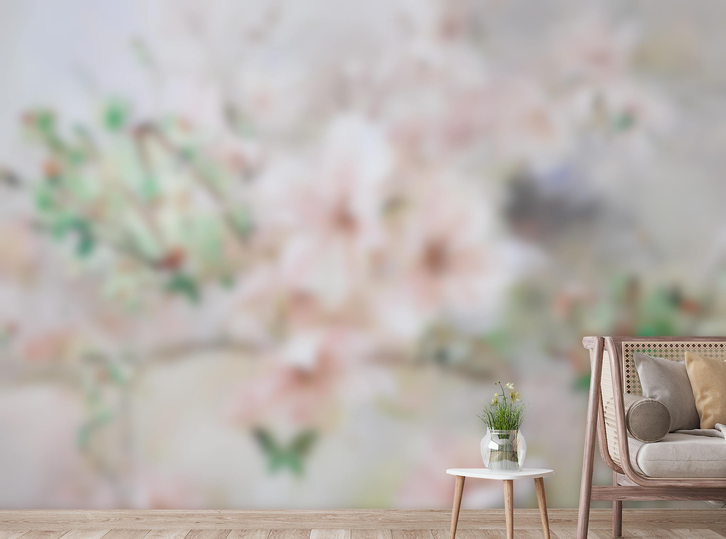 Peel and Stick Watercolor Pink Sakura Flower Wallpaper Murals