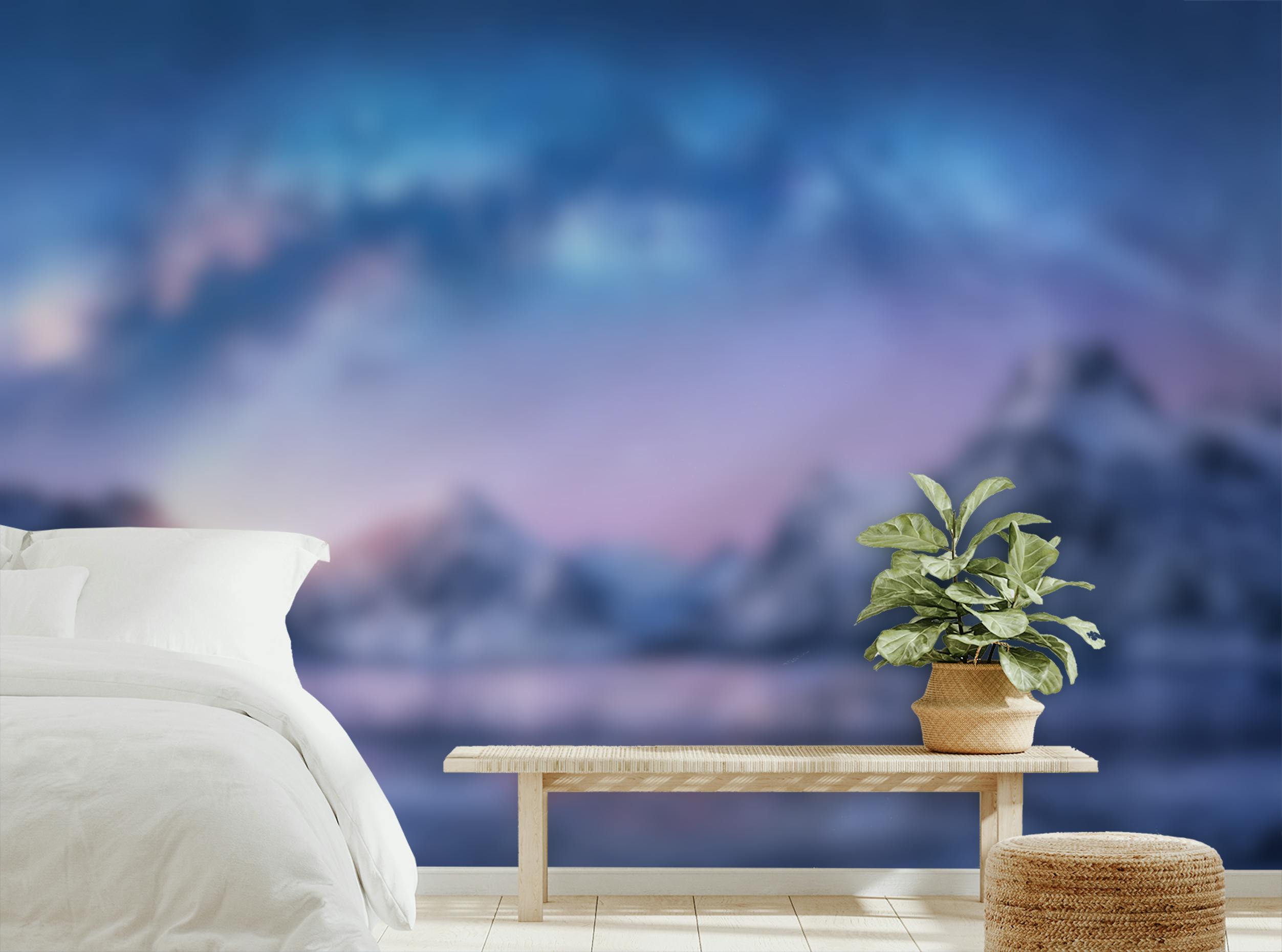 Peel and Stick Mystic Alps Snowy Mountain Landscape Wall Murals