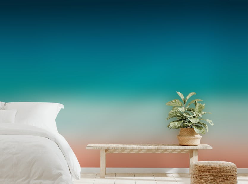 Peel and Stick Blue and Pink Blurred Sea Ombre Wallpaper Mural