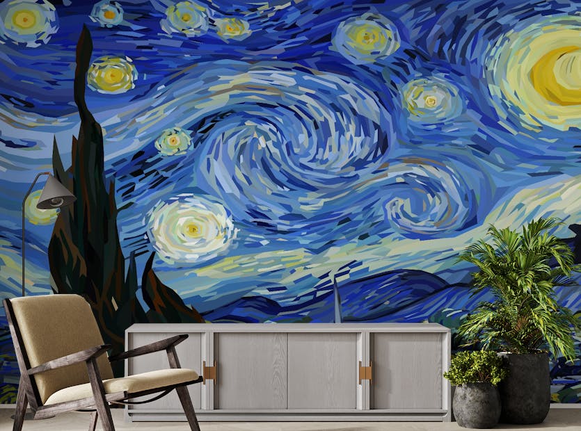 Peel and Stick Starry Night Van Gogh Design Wallpaper Mural