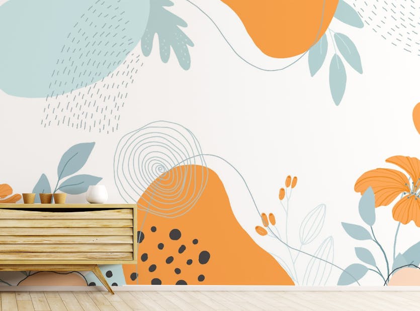 Peel and Stick Abstract Colorful Floral Wallpaper Mural