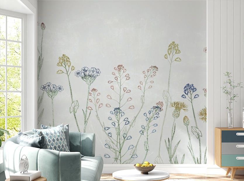 Peel and Stick Living Wall White Rustic Flower Wallpaper Mural
