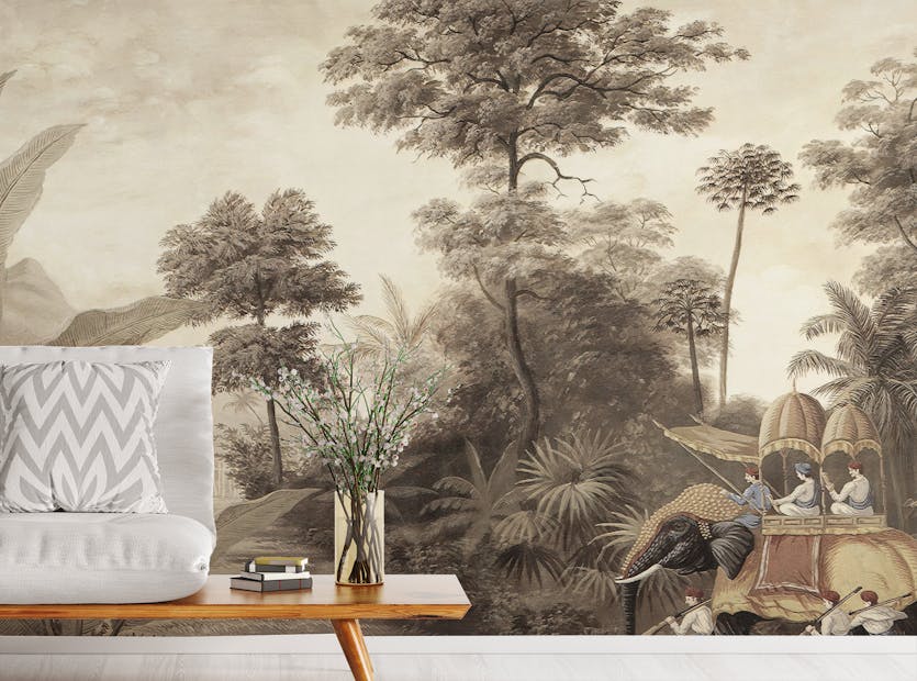 Peel and Stick Royal Mughal on Elephant in the Forest Wallpaper