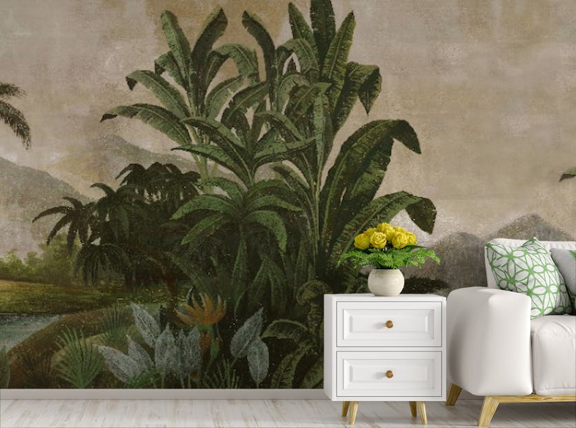 Peel and Stick Depicting Cense Green Vintage Forest Peel & Stick Wallpaper Mural