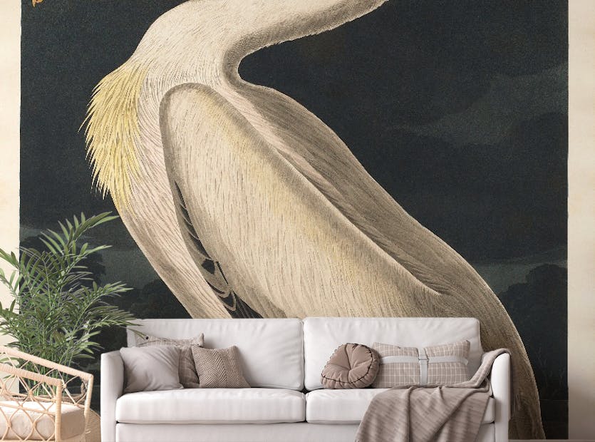 Peel and Stick White Pelican Wallpaper Mural