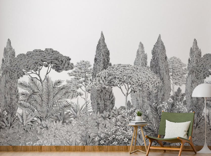 Peel and Stick Grey Deodar Trees Wallpaper Murals
