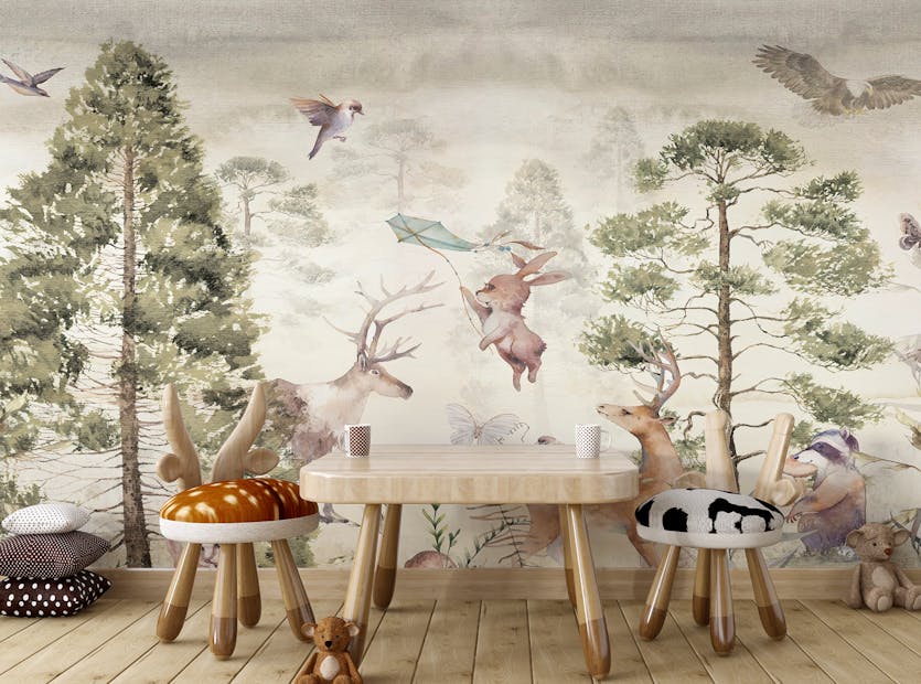 Peel and Stick Graceful Deer & Animals Wallpaper Murals