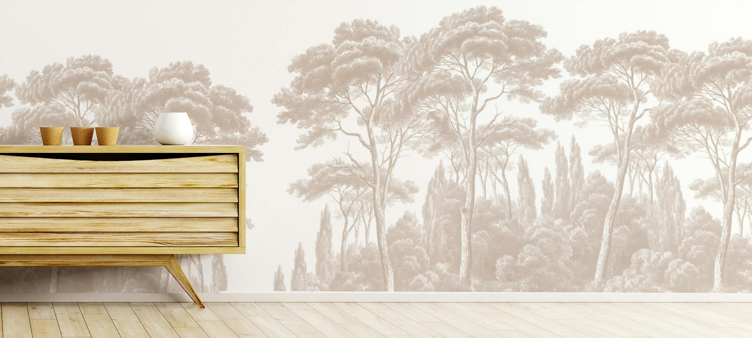 Dusty Pink Sepia Forest Wallpaper - Captivating Nature Scene