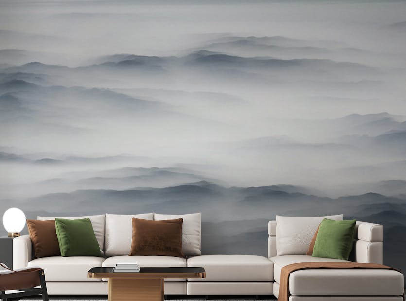 Peel and Stick Foggy Mountains & Hills Wallpaper Mural