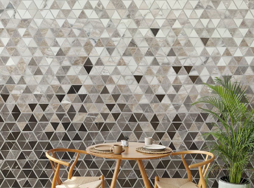 Peel and Stick Sepia Triangle Tiles Wallpaper Mural