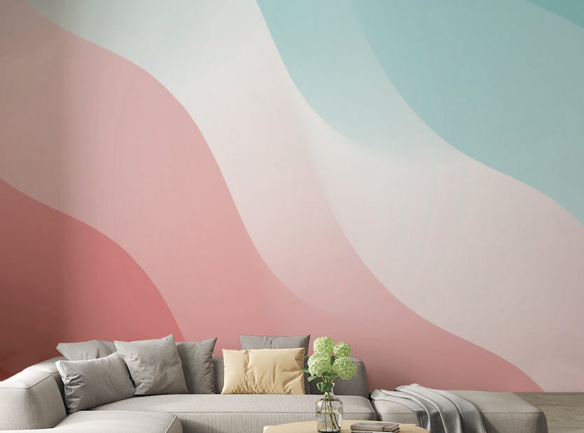 Peel and Stick Pink & Blue Colorful Wavy Shades Wallpaper Murals