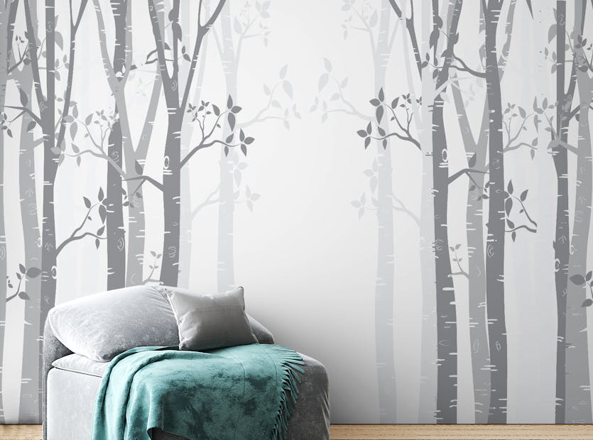 Peel and Stick Gray Bamboo forest wallpaper mural