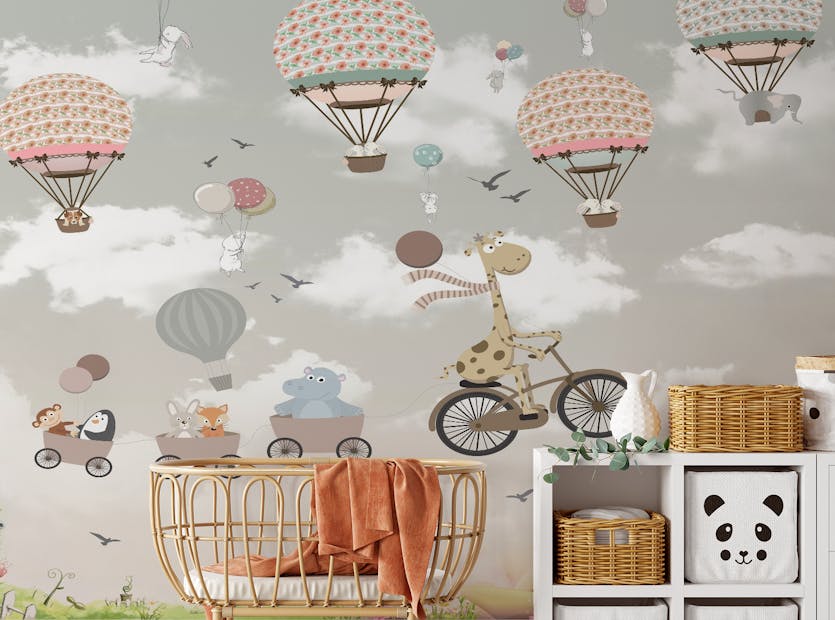 Peel and Stick Animals in the sky wallpaper mural