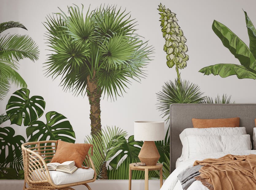 Peel and Stick Green Forest Palm tree Wallpaper Murals