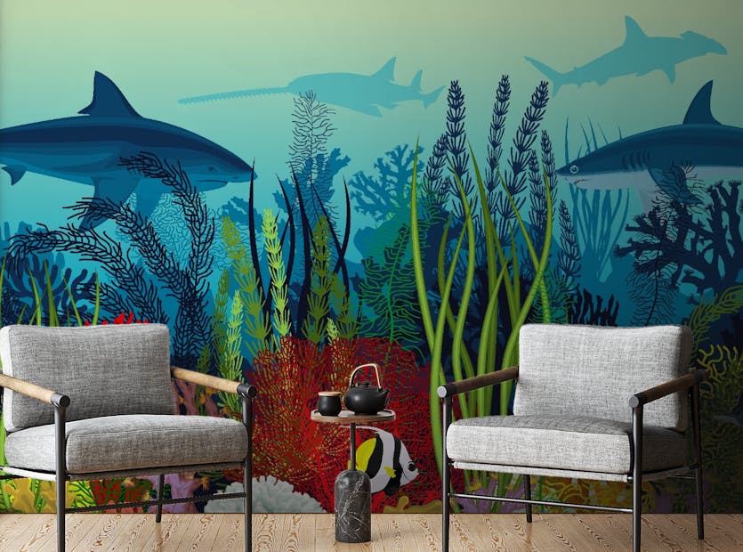 Peel and Stick Underwater Ocean Scene Wallpaper Mural