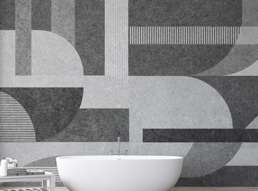 Peel and Stick Geometric Gray Grunge Wallpaper