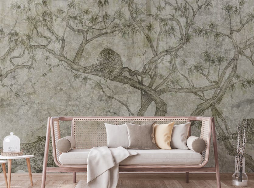 Peel and Stick Leopard on Tree Wallpaper Mural
