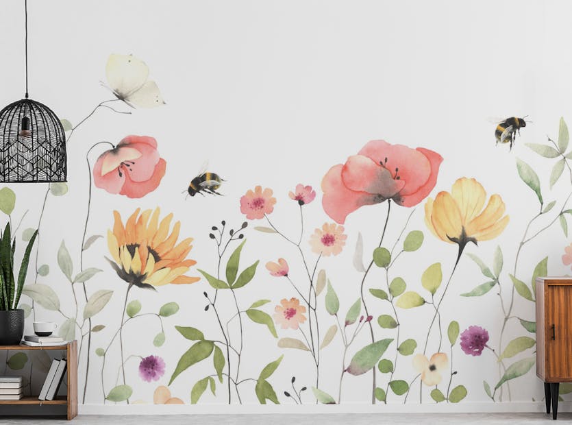 Peel and Stick Watercolor Wildflower Wallpaper