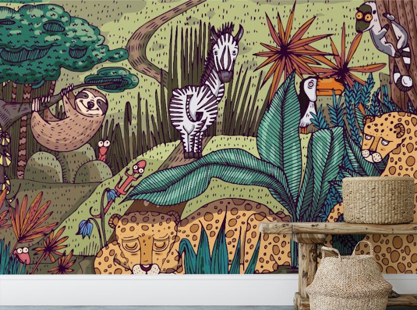 Peel and Stick Jungle Animals Wallpaper Murals