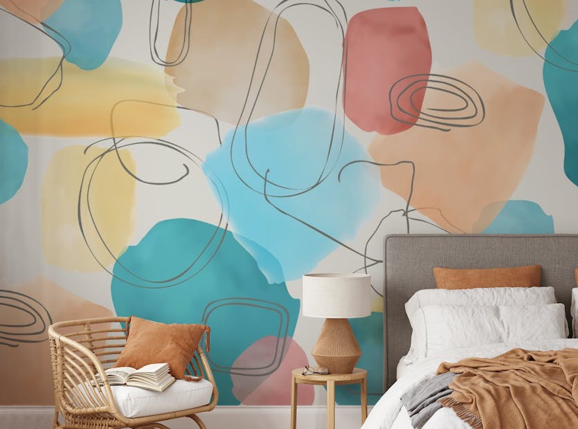 Peel and Stick Abstract Shapes in Watercolor colorful wallpaper