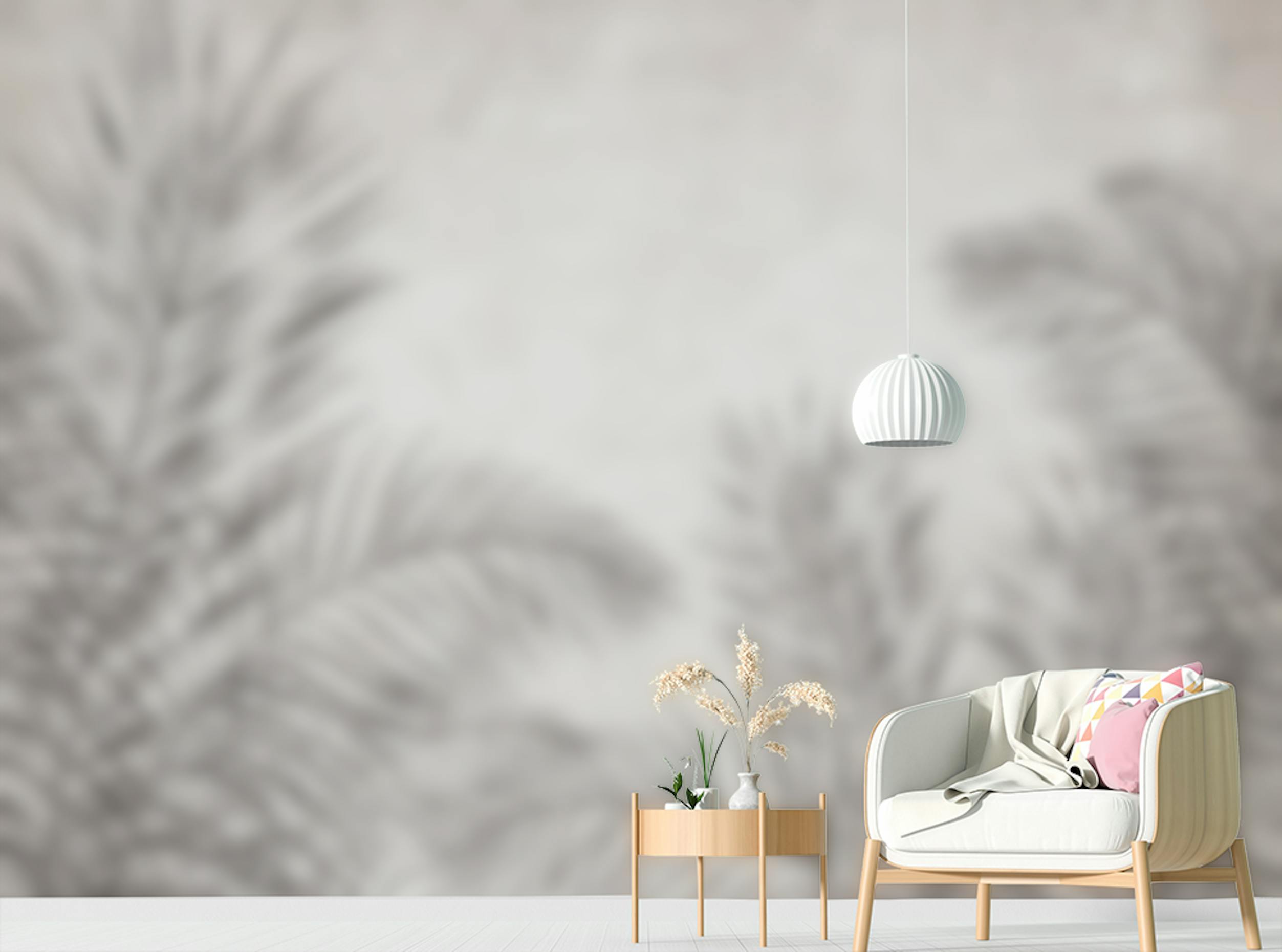 Peel and Stick Monochrome Palm Leaves Wallpaper Murals
