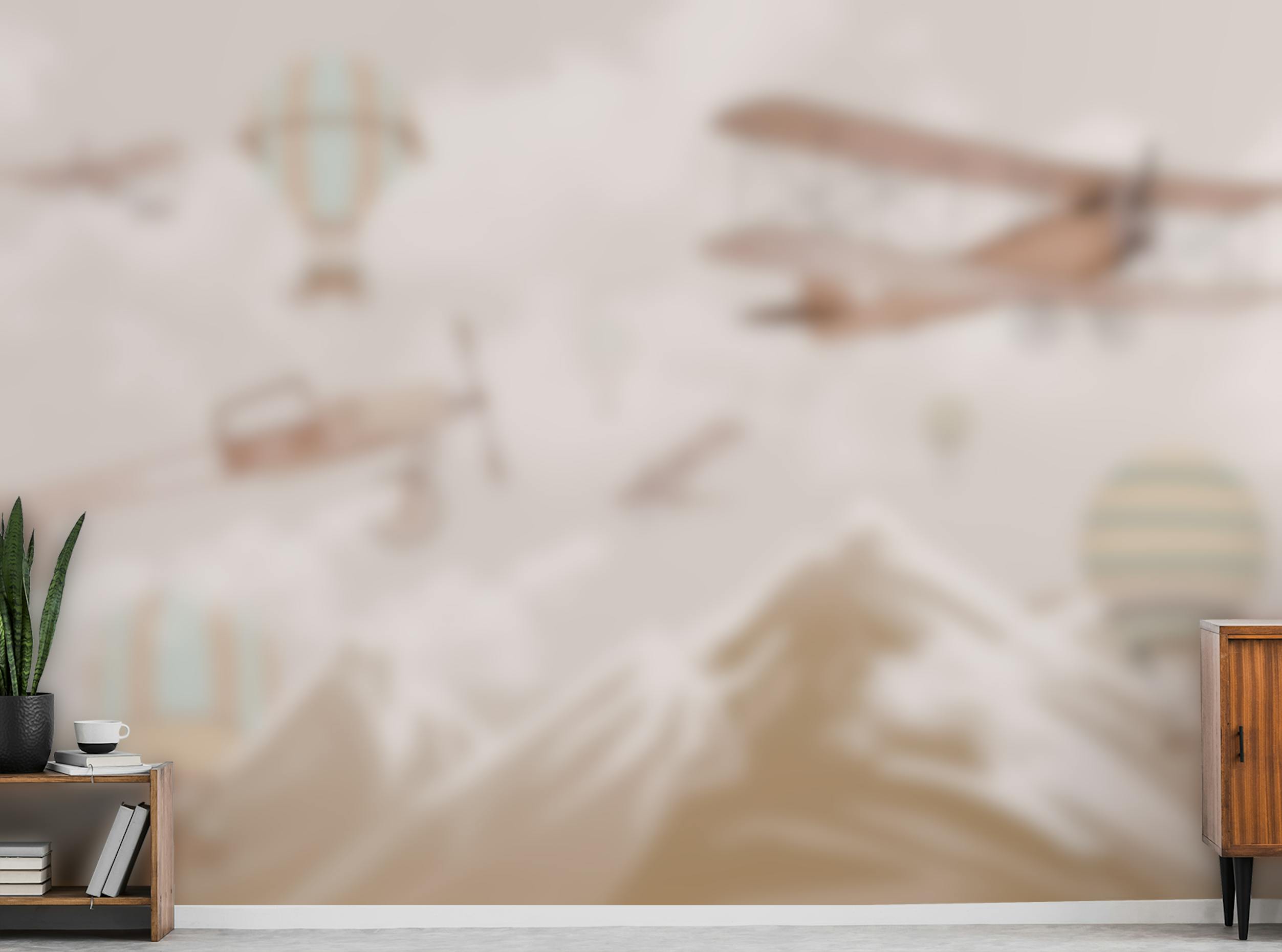 Peel and Stick Air Plane on Mountain Wallpaper