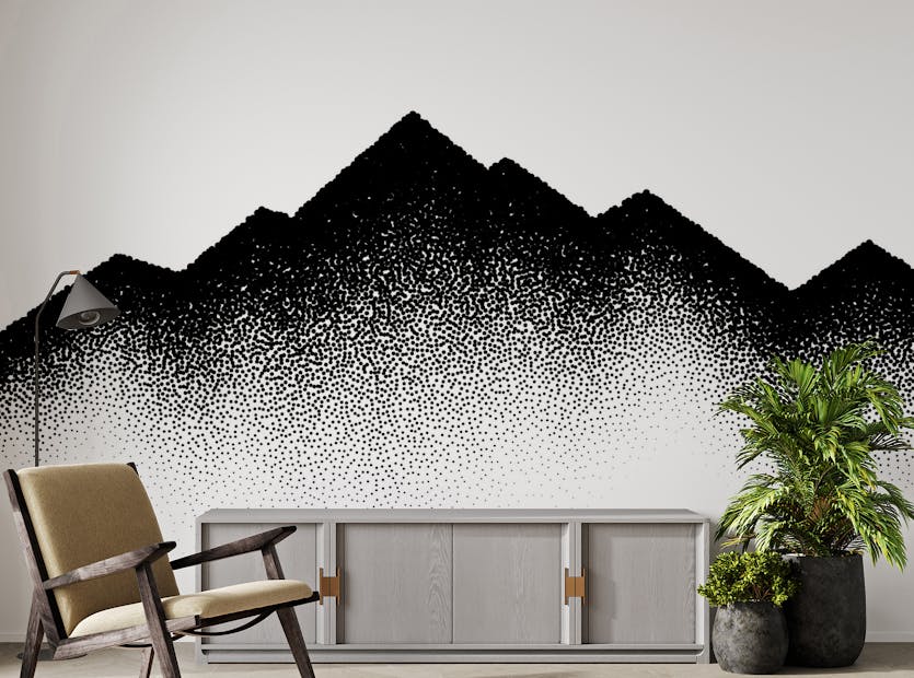 Peel and Stick Mountains Wave Scattered Dots Wallpaper Murals