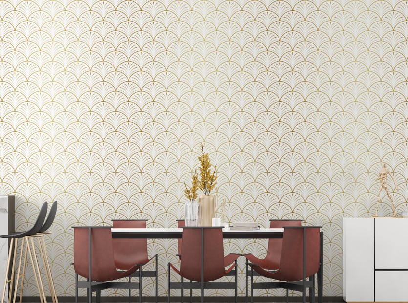 Peel and Stick Arch Design Gold Art Deco Wallpaper