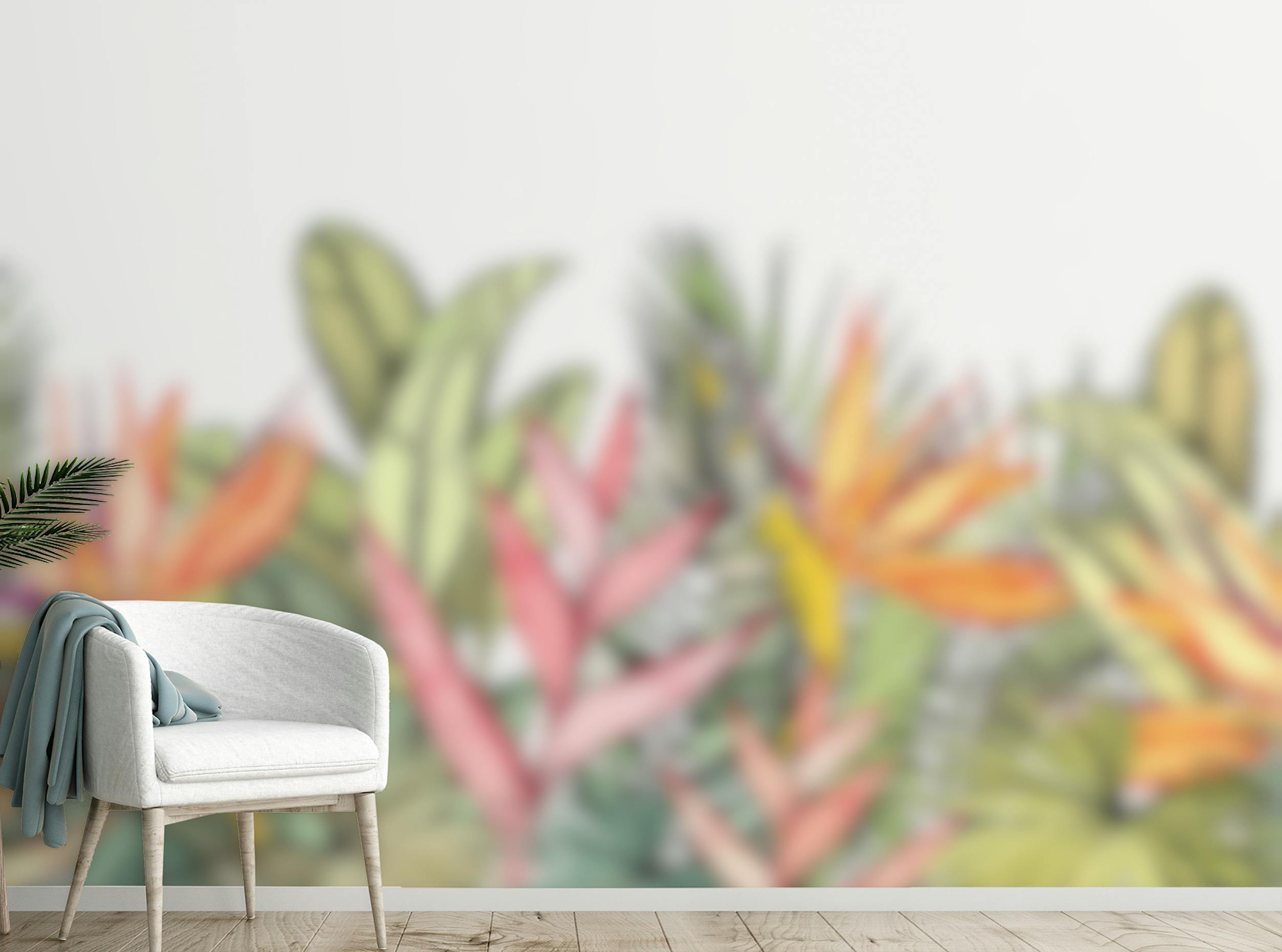 Peel and Stick Colorful Tropical Palm Leaves Flowers Wall Murals