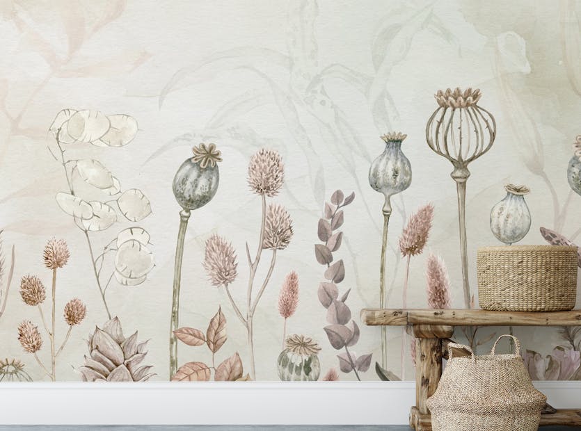 Peel and Stick Autumn Flowers Wallpaper Murals For Wall