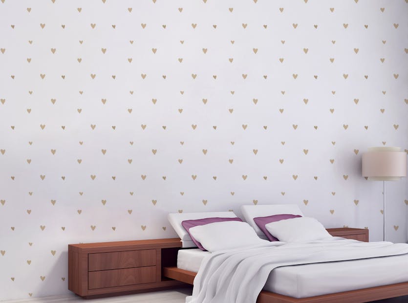 Peel and Stick Beige Gold Color Heart Wallpaper
