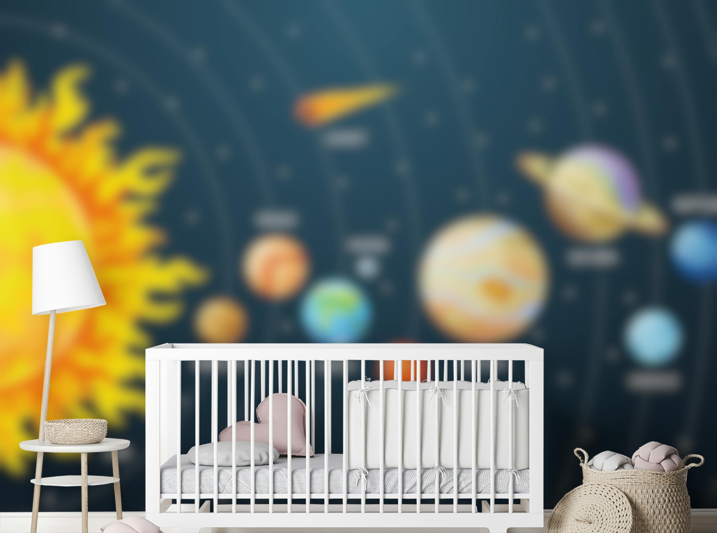 Peel and Stick Cartoon Planets Solar System Wallpaper Mural