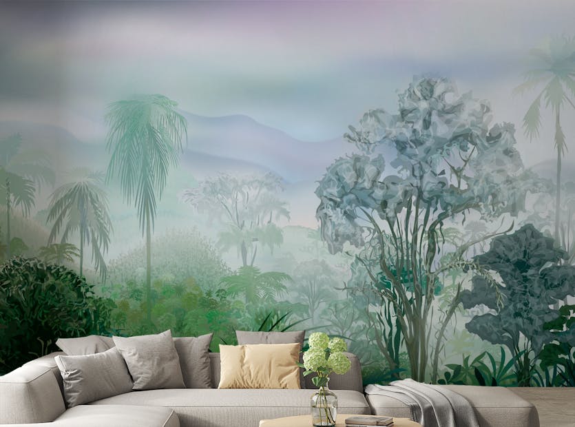 Peel and Stick Green Tropical Rainforest Wallpaper Murals