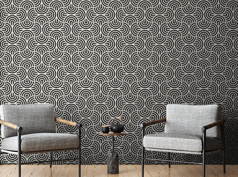 Peel and Stick Black Geometric Striped Repeat Wallpaper