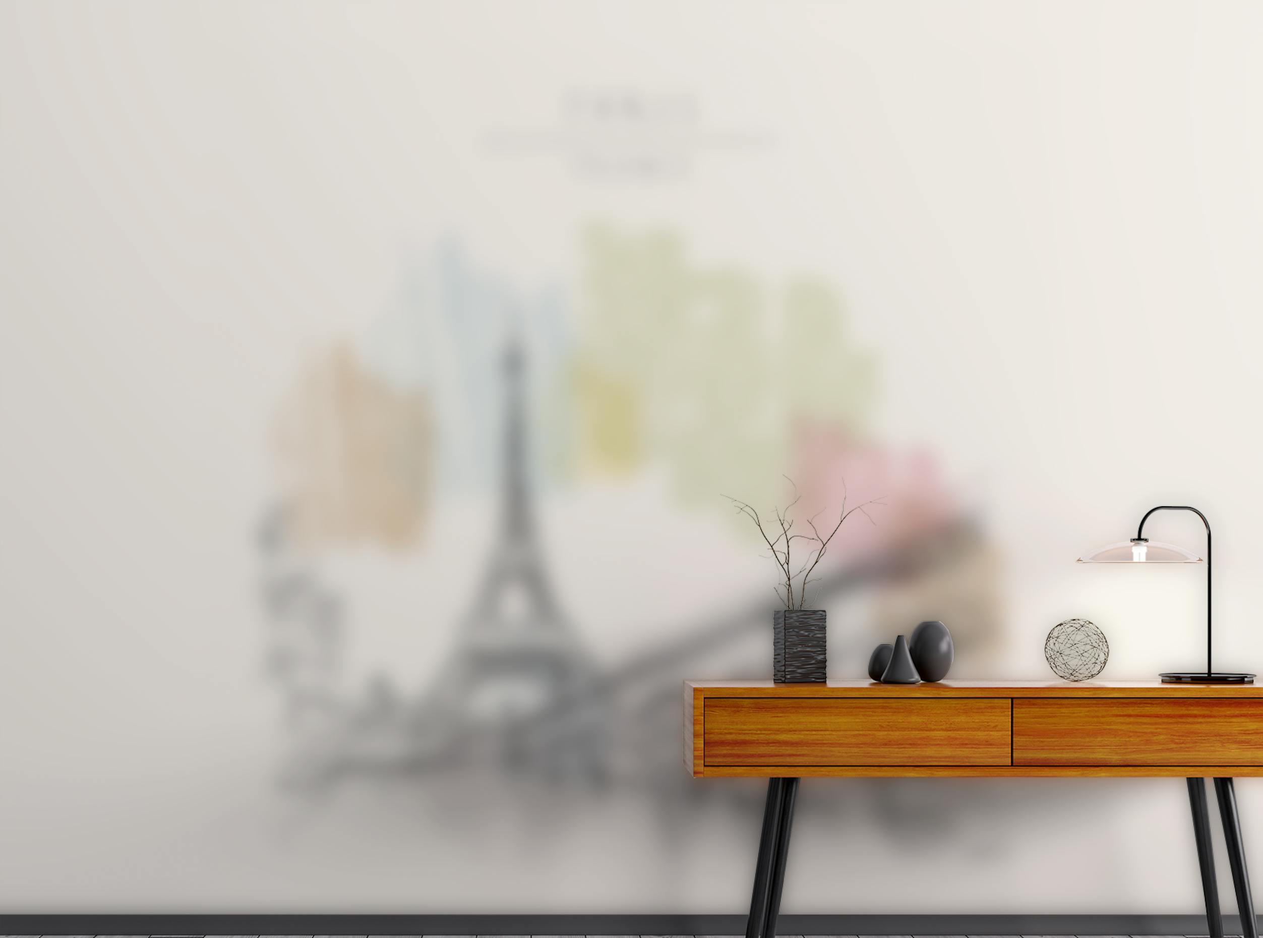 Peel and Stick Eiffel Tower Paris Drawing on Wall Wallpaper Murals