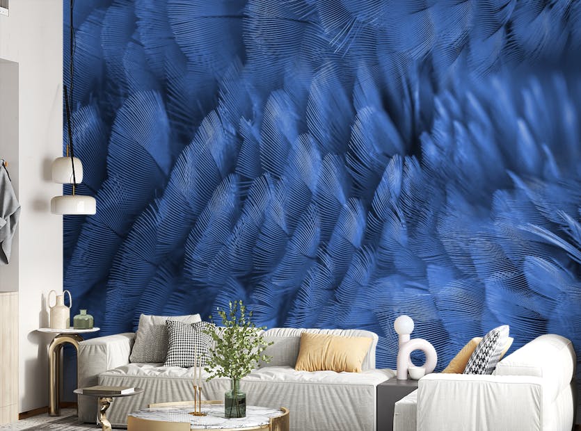 Peel and Stick Blue Macaw Feather Wallpaper Murals