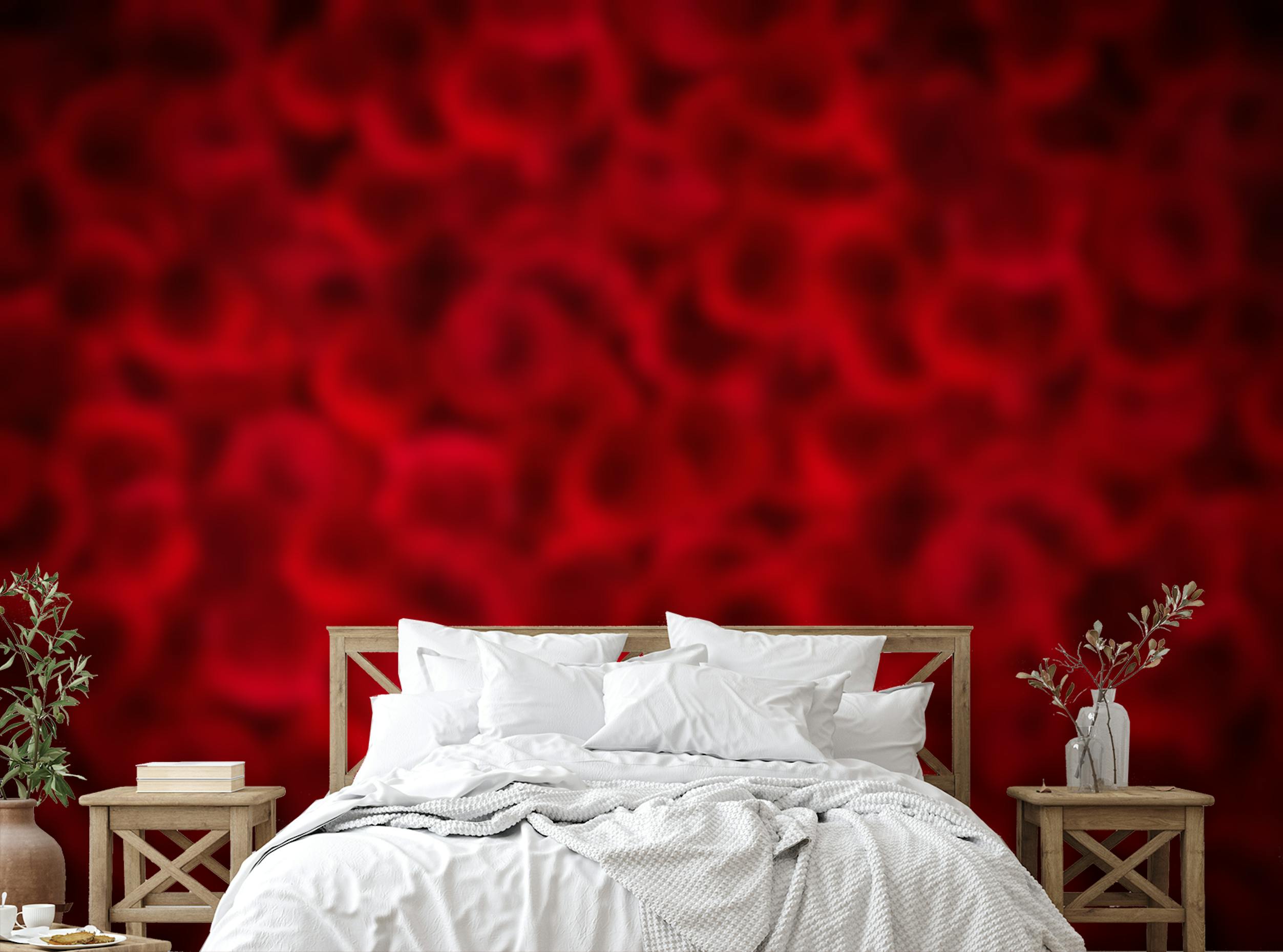 Peel and Stick Bright Red Roses Backdrop Wallpaper Wall Murals