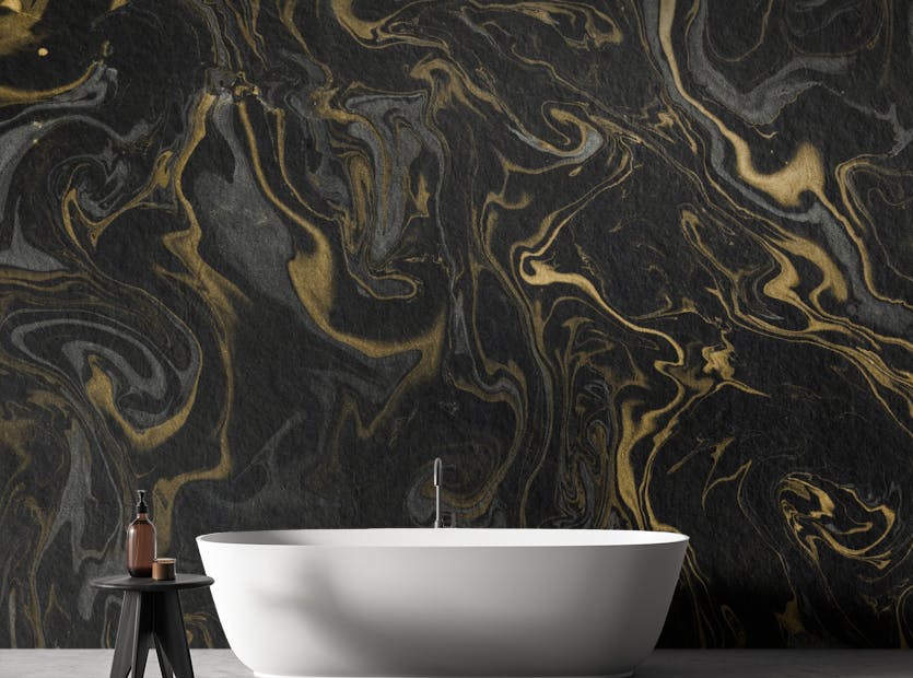Peel and Stick Black and Gold Marble Effect Wallpaper Wall Murals