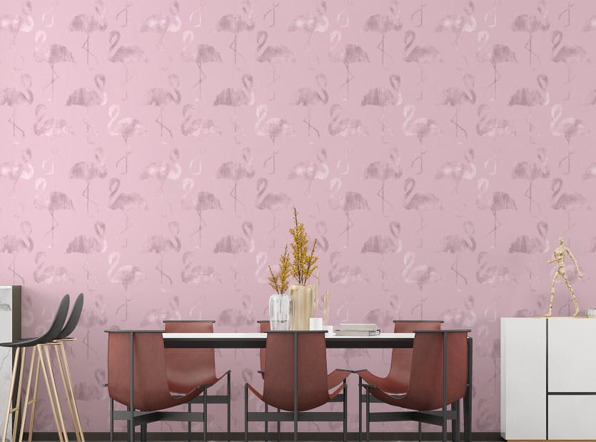 Peel and Stick Trendy Pink Shiny Flamingo Seamless Wallpaper