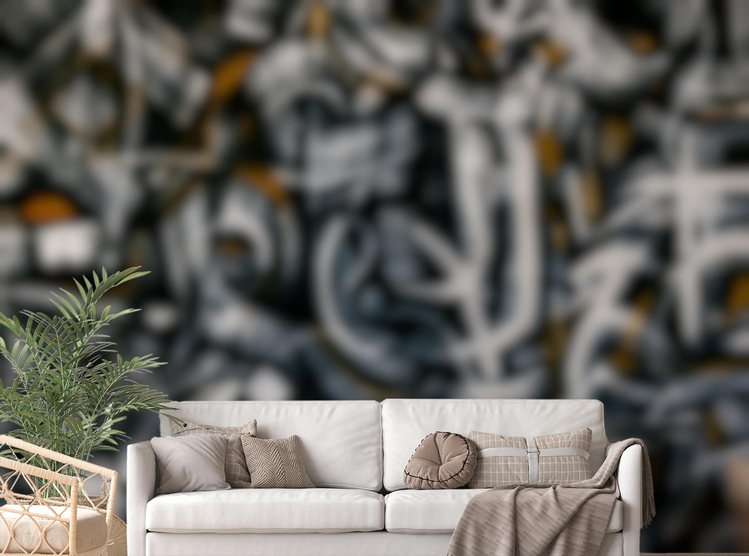 Peel and Stick Abstract Graffiti Brush Strokes Wall Mural