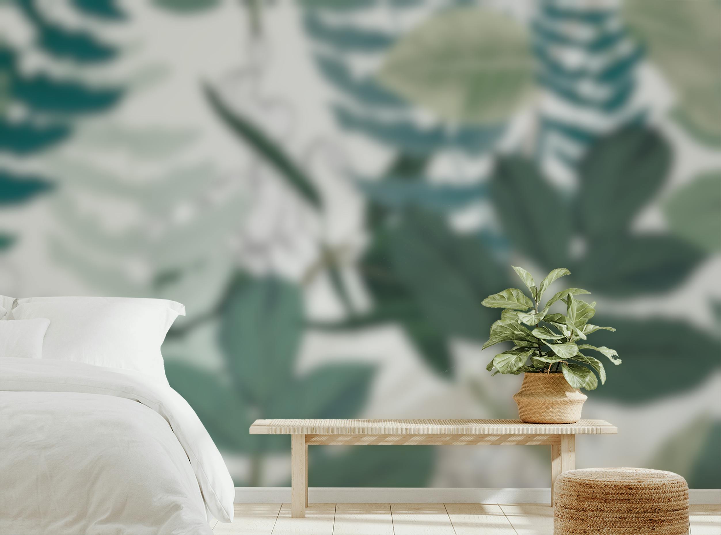 Peel and Stick Abstract Green Leaves Wallpaper Murals