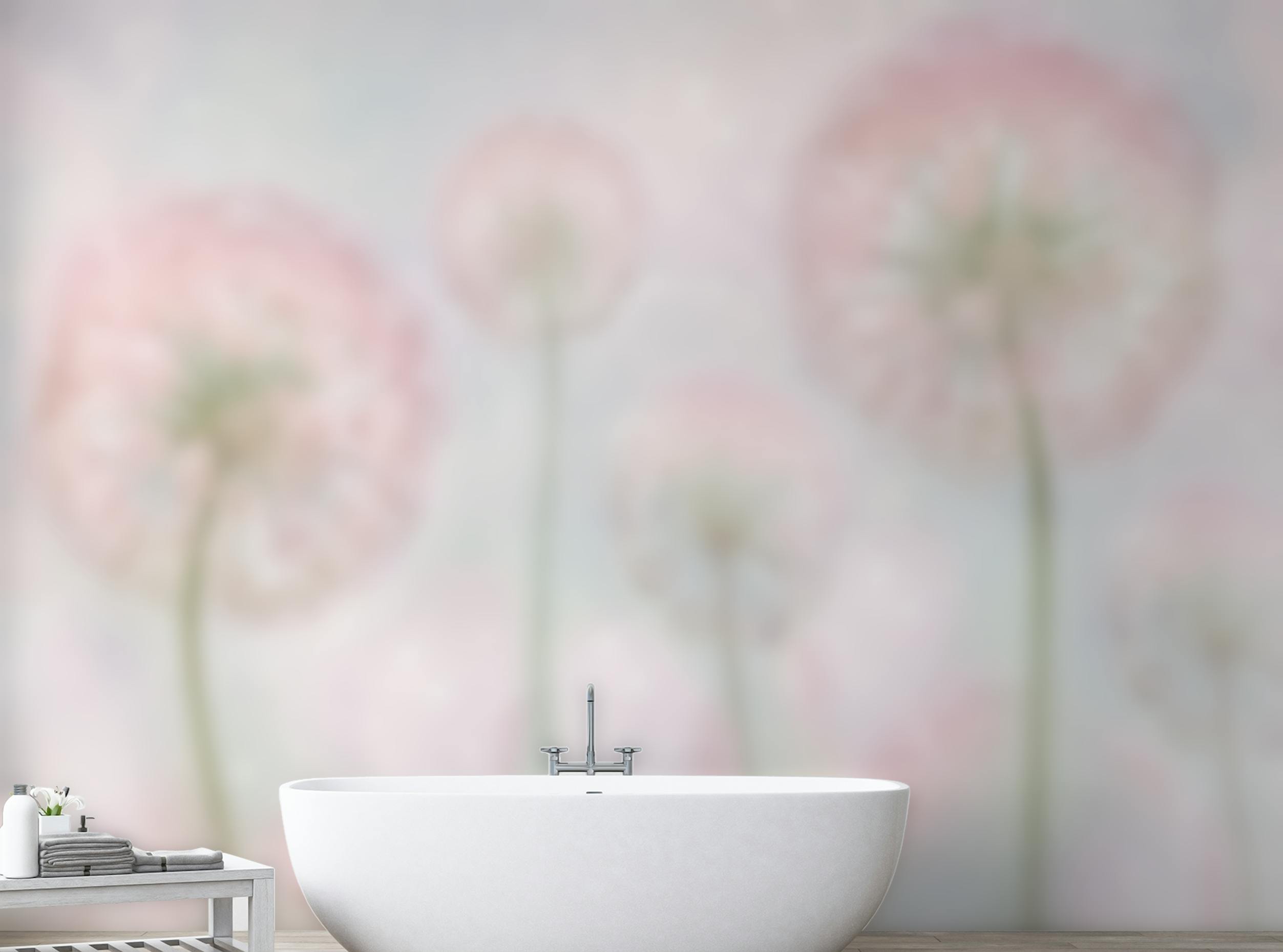 Peel and Stick Pink Color Dandelion Seeds Wallpaper Murals