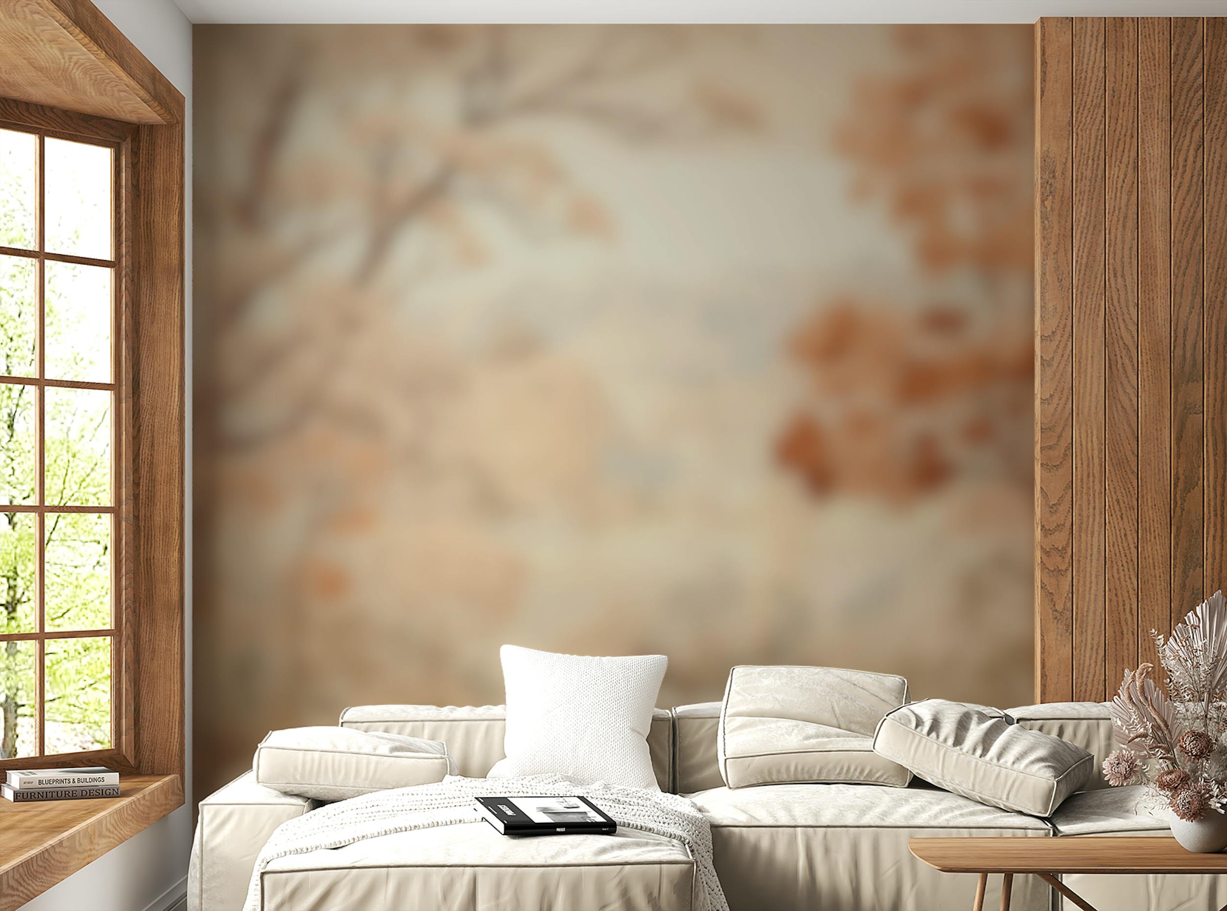 Peel and Stick Forest Autumn Watercolor Beige Wallpaper